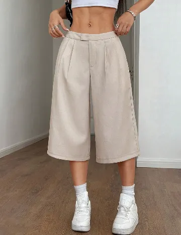 Pantaloni trei sferturi SHEIN, crem