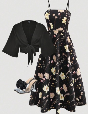 Set rochie si bluza SHEIN CURVE, floral print