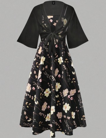 Set rochie si bluza SHEIN CURVE, floral print