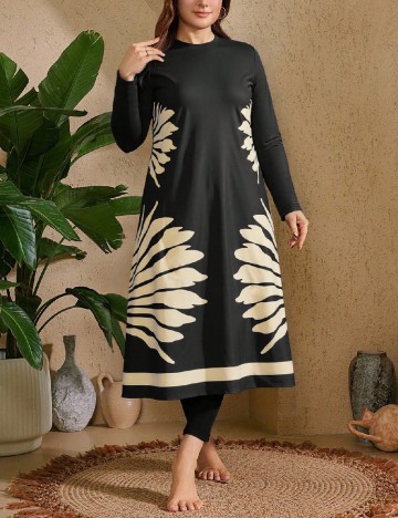 Costum de baie SHEIN CURVE, negru/crem