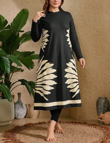 Costum de baie SHEIN CURVE, negru/crem