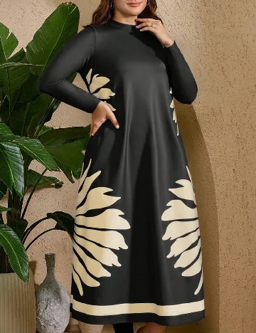 Costum de baie SHEIN CURVE, negru/crem