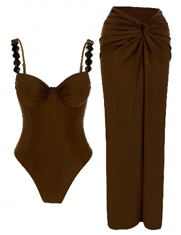 Costum de baie SHEIN, maro