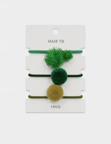 Set elastice de par 3 bucati Mango Kids, verde
