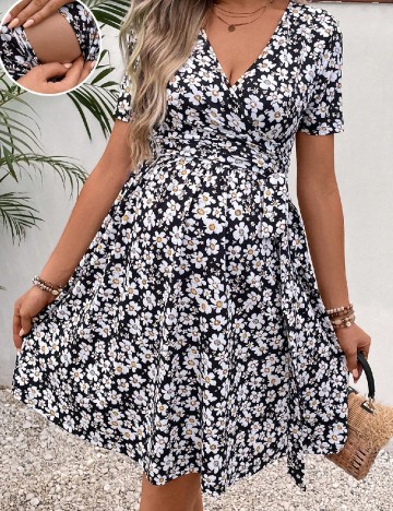 Rochie scurta SHEIN Maternity, floral print