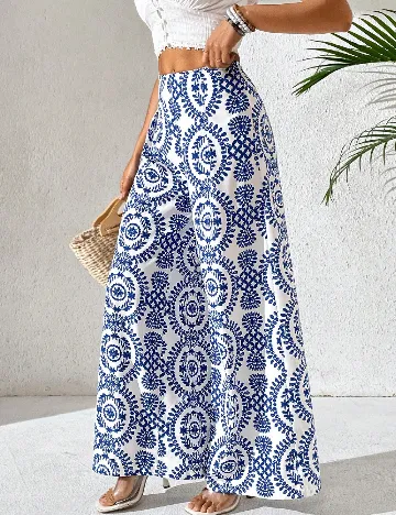 Pantaloni SHEIN, albastru/alb