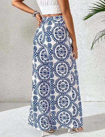 Pantaloni SHEIN, albastru/alb
