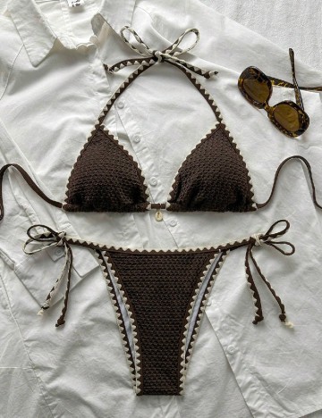 Costum de baie SHEIN, maro