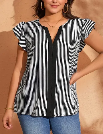 Bluza SHEIN CURVE, negru/alb