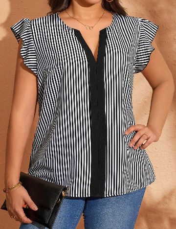 Bluza SHEIN CURVE, negru/alb