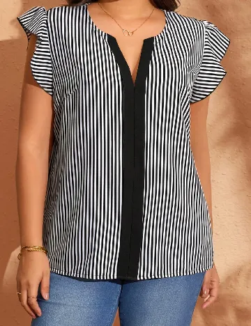 Bluza SHEIN CURVE, negru/alb