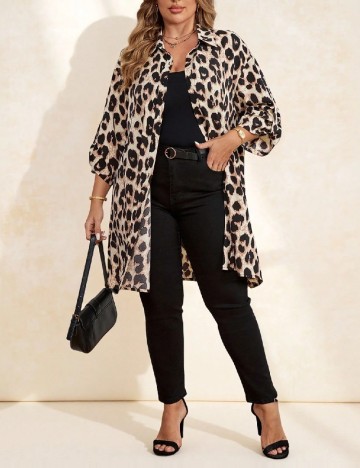 Blazer SHEIN CURVE, animal print