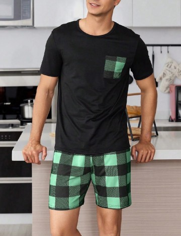 Pijama SHEIN, verde/negru