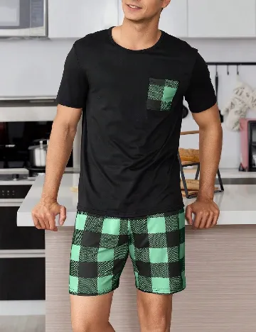 Pijama SHEIN, verde/negru