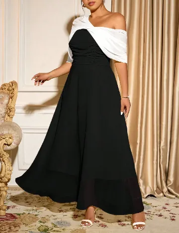 Rochie lunga SHEIN CURVE, alb/negru