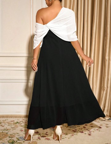 Rochie lunga SHEIN CURVE, alb/negru