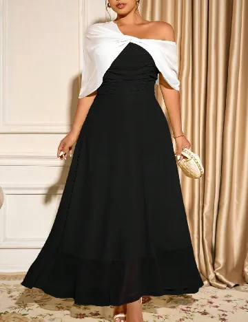 Rochie lunga SHEIN CURVE, alb/negru