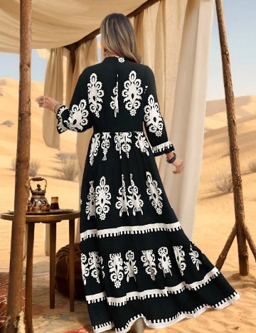 Rochie lunga SHEIN CURVE, negru/alb