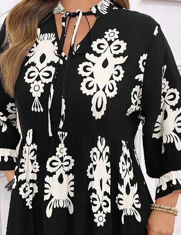 Rochie lunga SHEIN CURVE, negru/alb