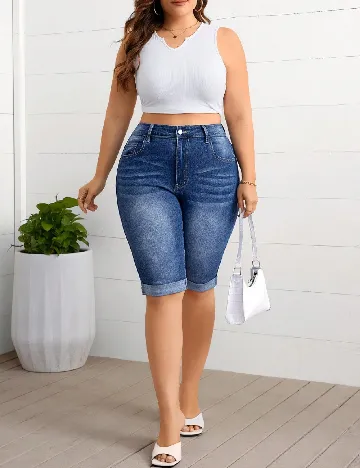 Pantaloni scurti SHEIN CURVE, albastru