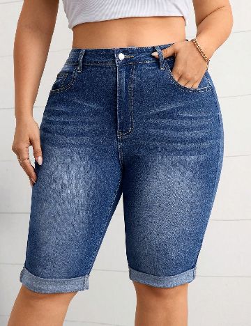 Pantaloni scurti SHEIN CURVE, albastru