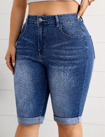 Pantaloni scurti SHEIN CURVE, albastru