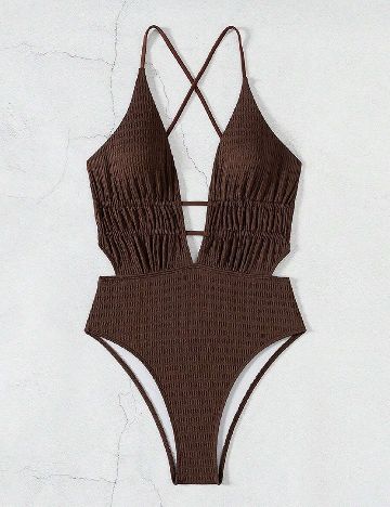 Costum de baie SHEIN, maro