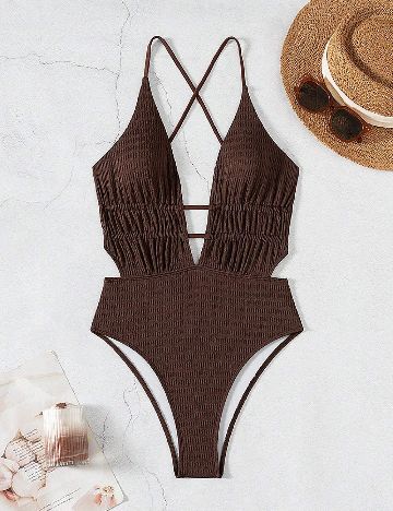 Costum de baie SHEIN, maro