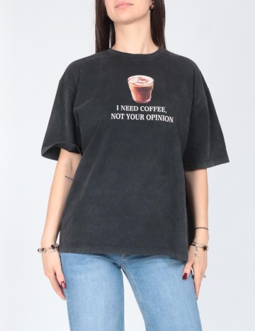 Tricou Oversize Pull&Bear, gri inchis