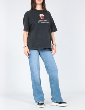 Tricou Oversize Pull&Bear, gri inchis