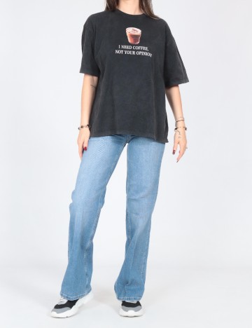 Tricou Oversize Pull&Bear, gri inchis