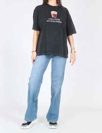 Tricou Oversize Pull&Bear, gri inchis
