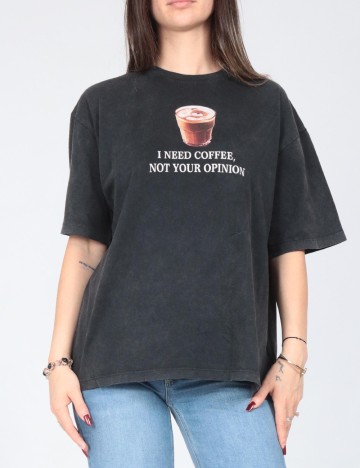 Tricou Oversize Pull&Bear, gri inchis