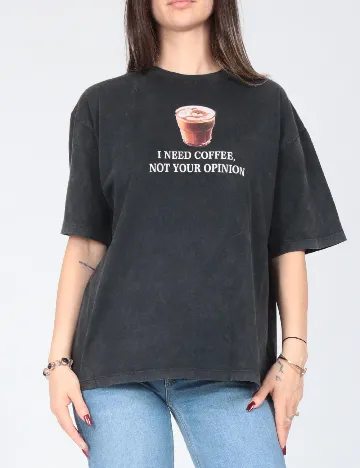 Tricou Oversize Pull&Bear, gri inchis