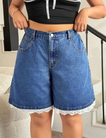 Pantaloni scurti SHEIN CURVE, albastru