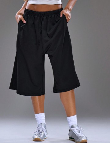 Pantaloni trei sferturi SHEIN, negru