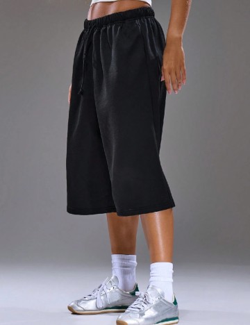 Pantaloni trei sferturi SHEIN, negru