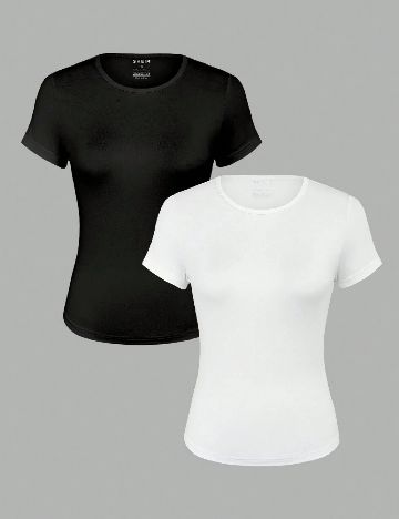 Set topuri 2 bucati SHEIN, alb/negru