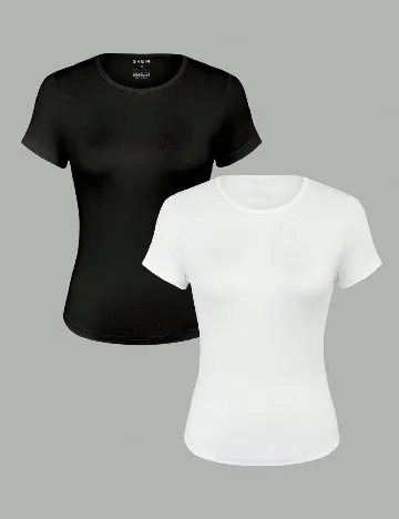 Set topuri 2 bucati SHEIN, alb/negru