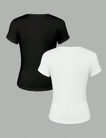 Set topuri 2 bucati SHEIN, alb/negru