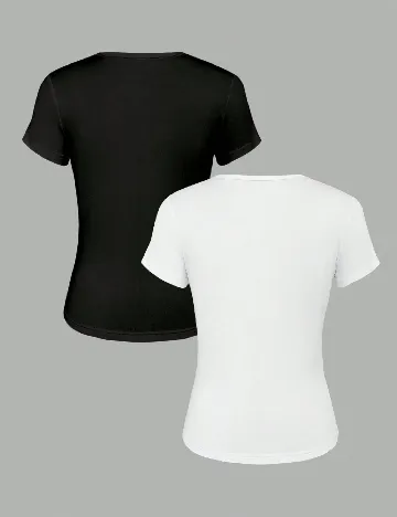 Set topuri 2 bucati SHEIN, alb/negru