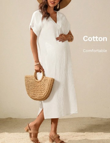 Rochie medie SHEIN Maternity, alb