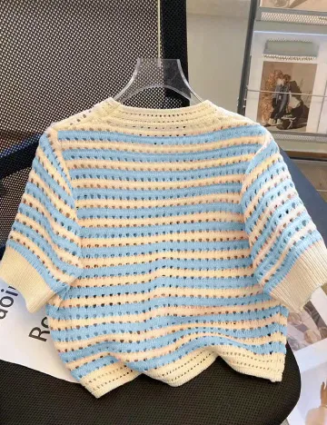 Bluza SHEIN, albastru/crem