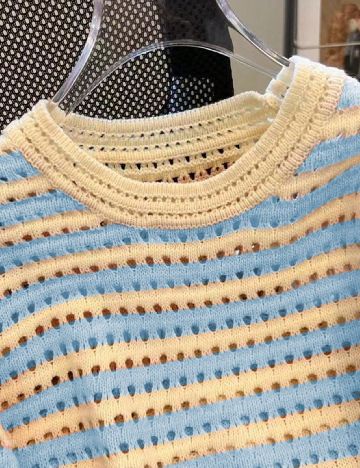 Bluza SHEIN, albastru/crem