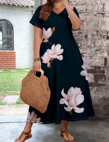 Rochie lunga Emery Rose Curve, bleumarin inchis