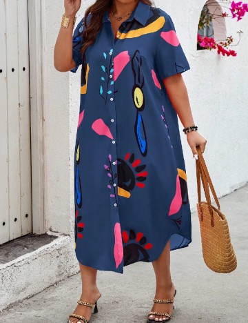 Rochie medie SHEIN CURVE, albastru