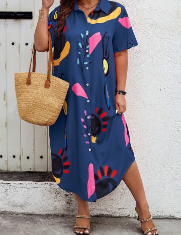 Rochie medie SHEIN CURVE, albastru