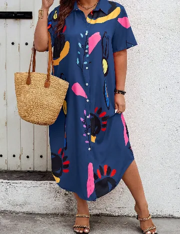 Rochie medie SHEIN CURVE, albastru