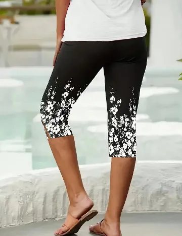 Colanti trei sferturi SHEIN CURVE, negru/alb