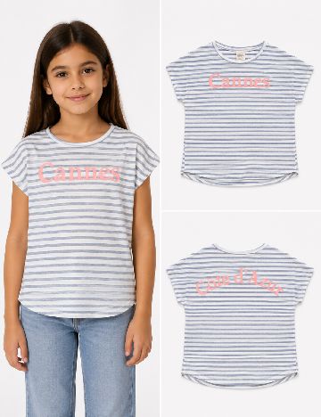 Tricou Zara, alb/albastru
